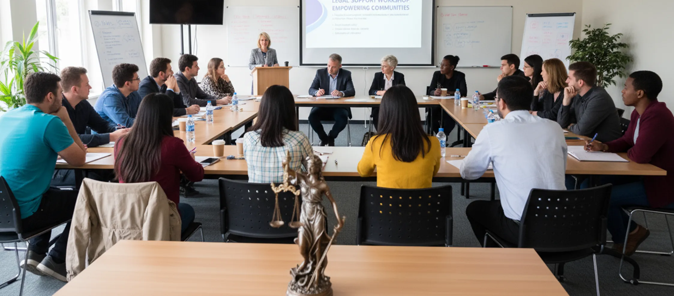 Community members attending a legal education workshop.